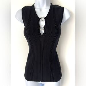 DOLCE & GABBANA Black Sleeveless Top with Ring Detail Size Small